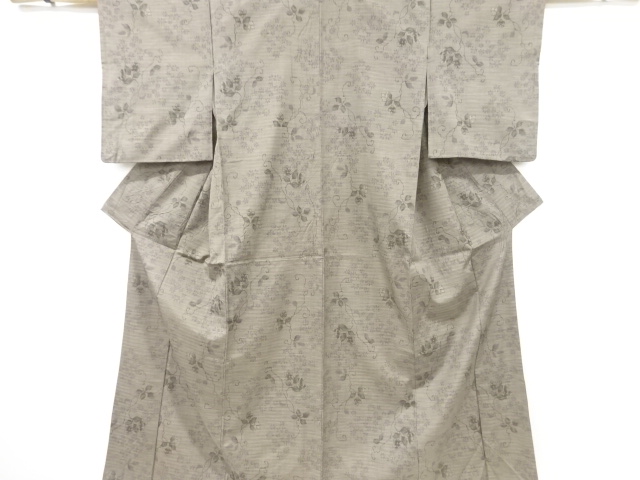 JAPANESE KIMONO / ANTIQUE KIMONO / SILK / HAND WOVEN TSUMUGI / FLORAL ARABESQUE